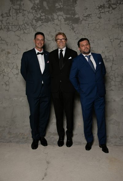 Graziano Sbroggio, Chef Angelo Masarin, and Carlo Donadoni — founders of Salumeria 104